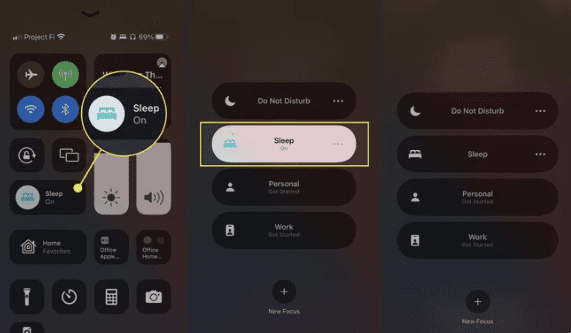 خاموش کردن موقت حالت خواب از مرکز کنترل (Control Center)