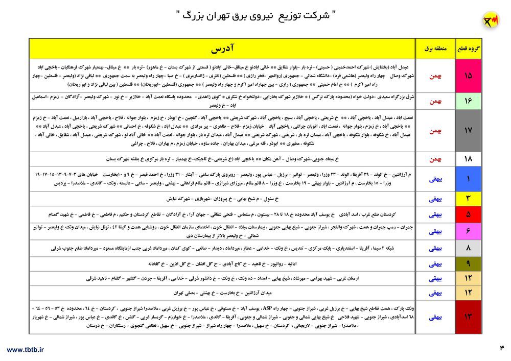 جزئیات قطعی برق در تهران