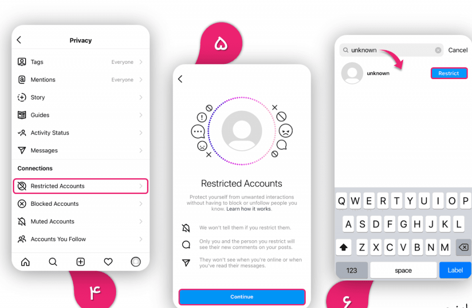 نحوه restrict کردن کاربران در اینستاگرام