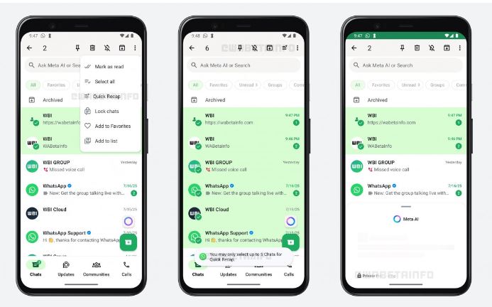 قابلیت جدید واتس‌اپ: "Quick Recap" برای خلاصه‌سازی همزمان چند چت