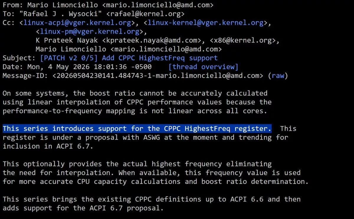 AMD قابلیت CPPC HighestFreq را برای افزایش سرعت سیستم معرفی کرد 1 AMD قابلیت CPPC HighestFreq را برای افزایش سرعت سیستم معرفی کرد