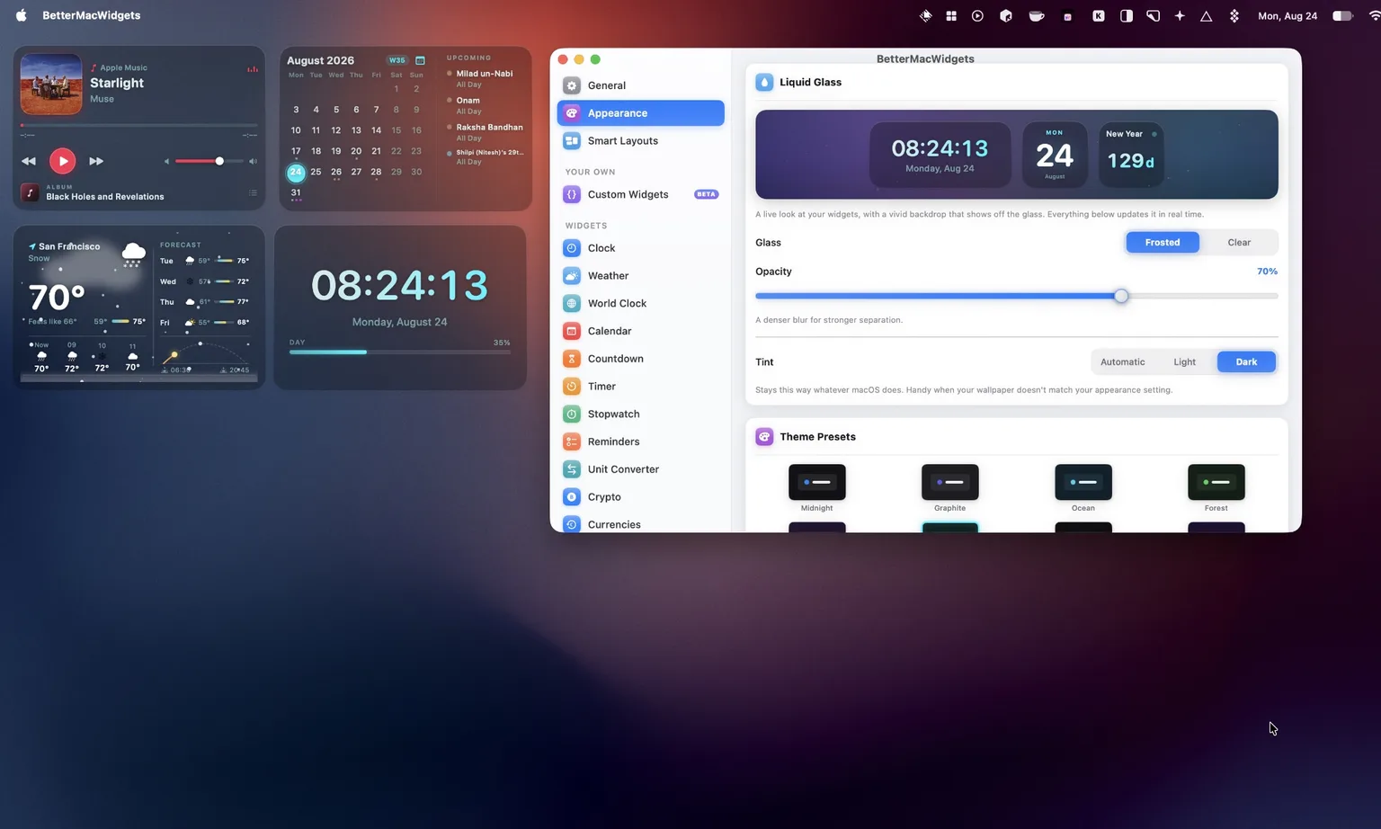 تحول ویجتهای macOS با BetterMacWidgets؛ تجربهای جدید برای دسکتاپ مک 7 شخصیسازی ظاهری و طراحی بومی (Native Look)