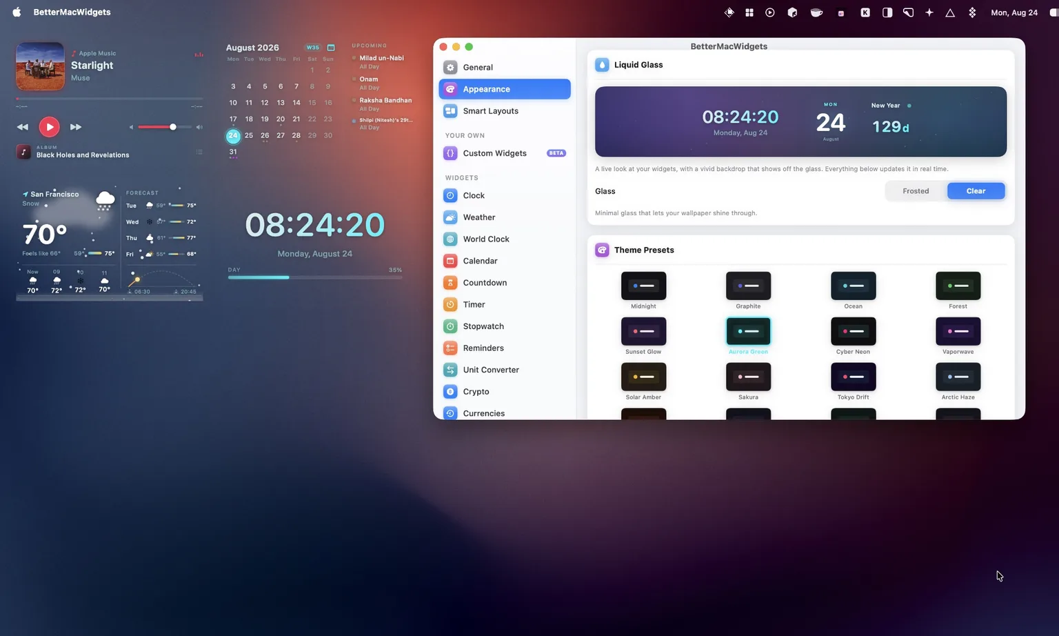 تحول ویجتهای macOS با BetterMacWidgets؛ تجربهای جدید برای دسکتاپ مک 8 شخصیسازی ظاهری و طراحی بومی (Native Look)