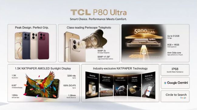 TCL P80 Ultra زیر ذرهبین؛ نخستین نگاه به نمایشگر NxtPaper AMOLED 1 محتویات جعبه TCL P80 Ultra