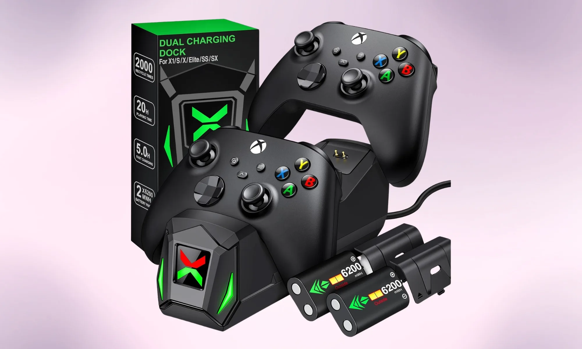 ایستگاه شارژ NinABXY برای Xbox با دو باتری؛ ۲۶٫۶۲ دلار